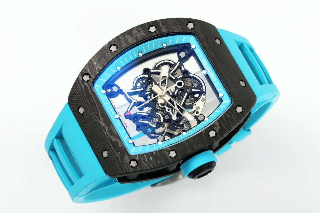 RICHARD MILLE  RM055  ZF 2024 1:1 Best Edition Carbon Fiber Case turquoise Strap