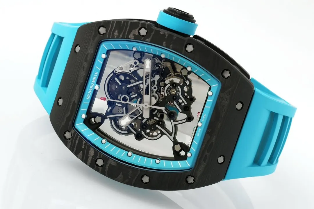 RICHARD MILLE  RM055  ZF 2024 1:1 Best Edition Carbon Fiber Case turquoise Strap