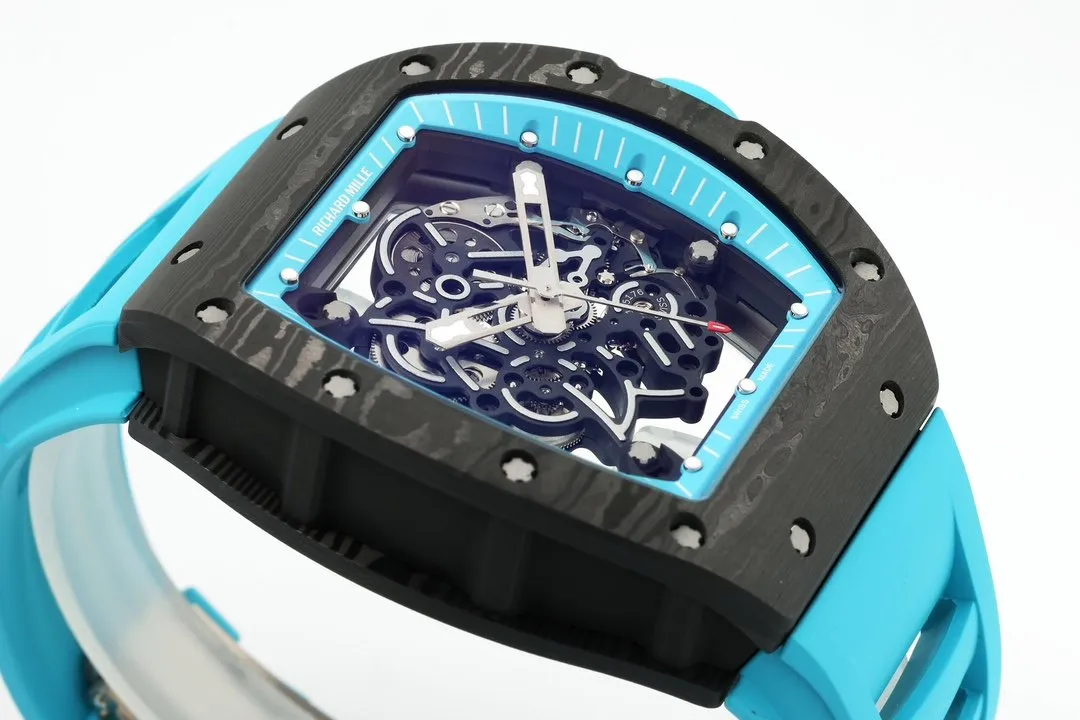 RICHARD MILLE  RM055  ZF 2024 1:1 Best Edition Carbon Fiber Case turquoise Strap