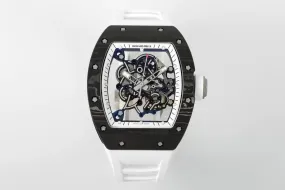 RICHARD MILLE  RM055  ZF 2024 1:1 Best Edition Carbon Fiber Case White Strap