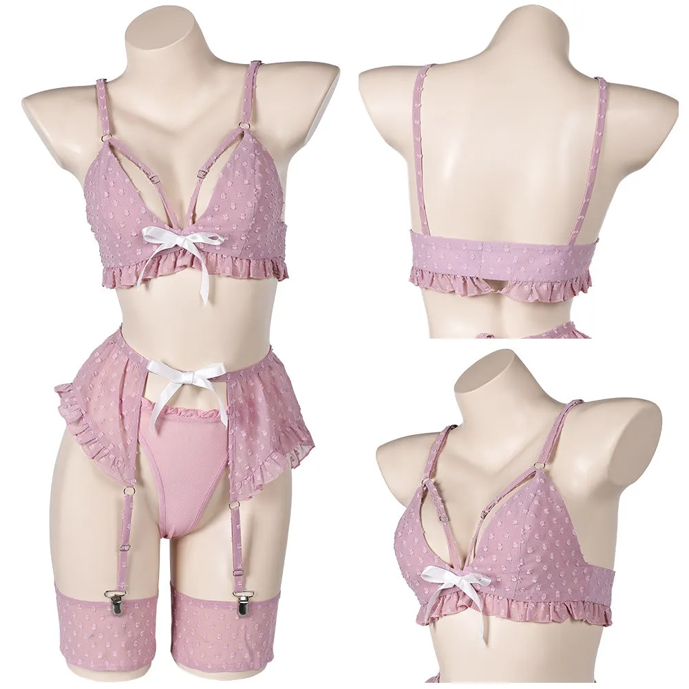 sexy bowknot Cosplay Costume Outfits Halloween Carnival Suit Lingerie for Women pink