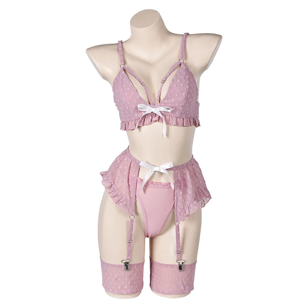 sexy bowknot Cosplay Costume Outfits Halloween Carnival Suit Lingerie for Women pink