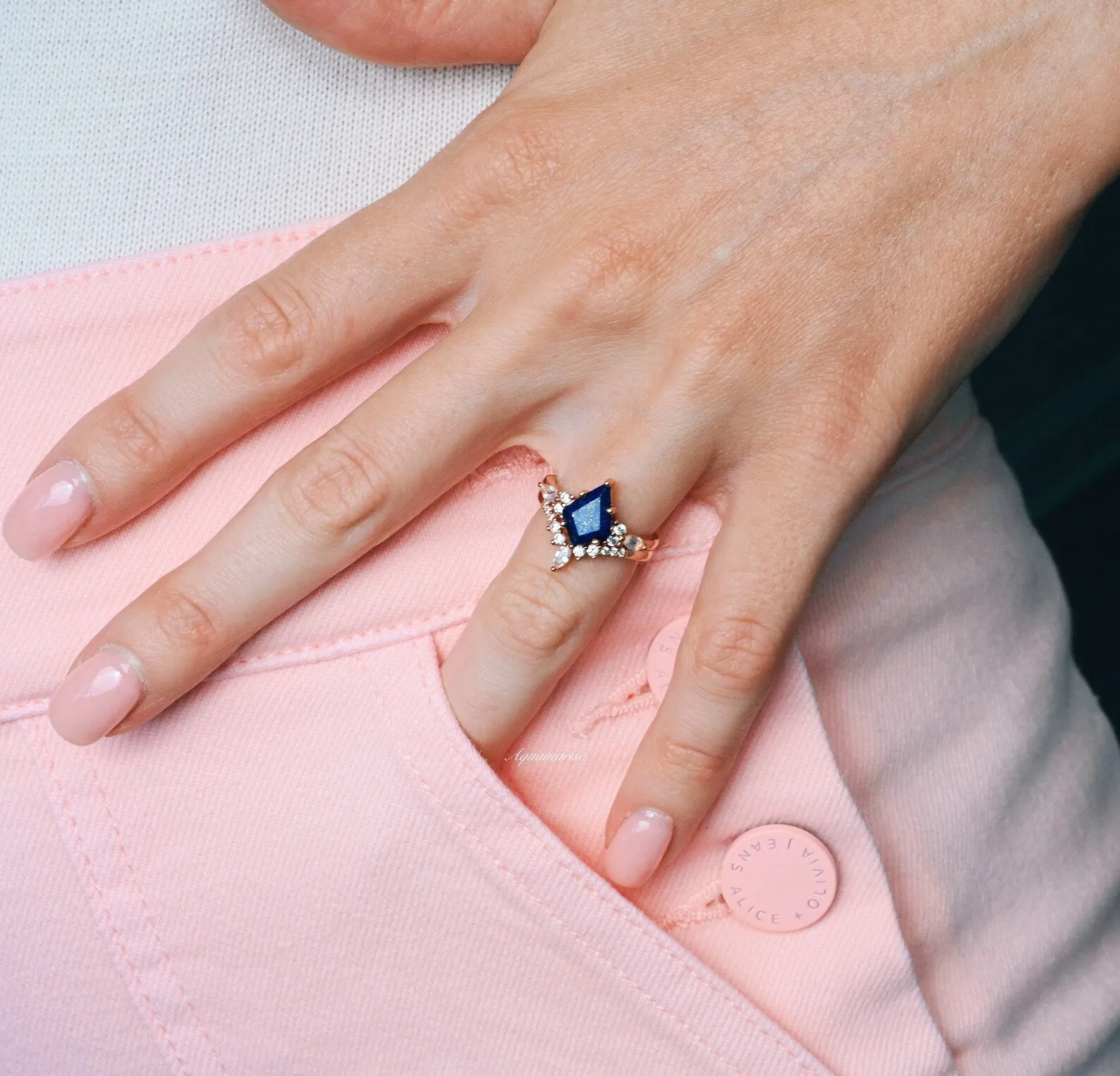 Skye Kite Lapis Lazuli & Moonstone Ring Set- 14K Rose Gold Vermeil