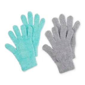 Spa Gloves Set Of 2 - Aloe Infused - Teal/Gray