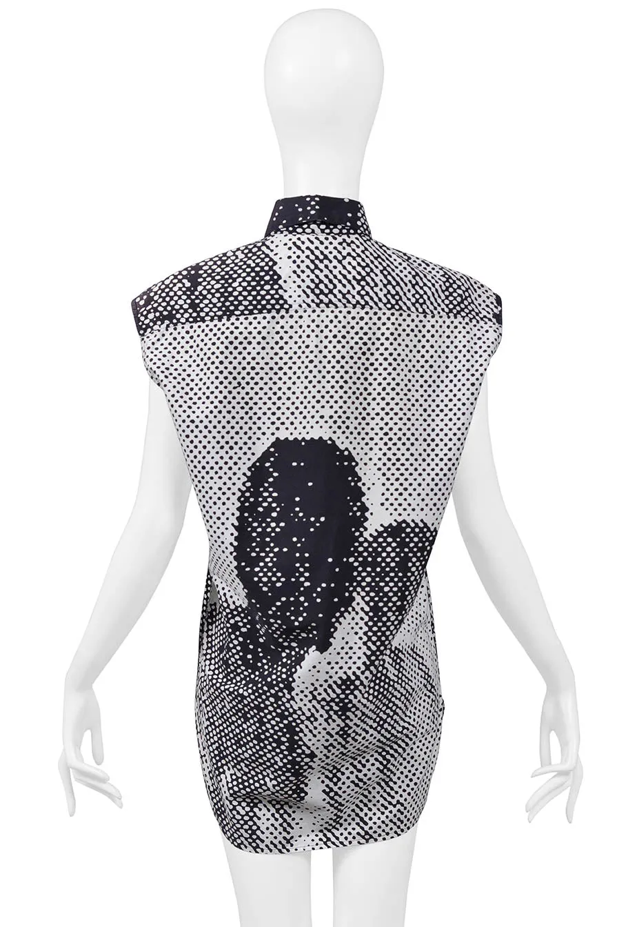 STEPHEN SPROUSE UNISEX BLACK & WHITE SLEEVELESS POP ART BUTTON UP