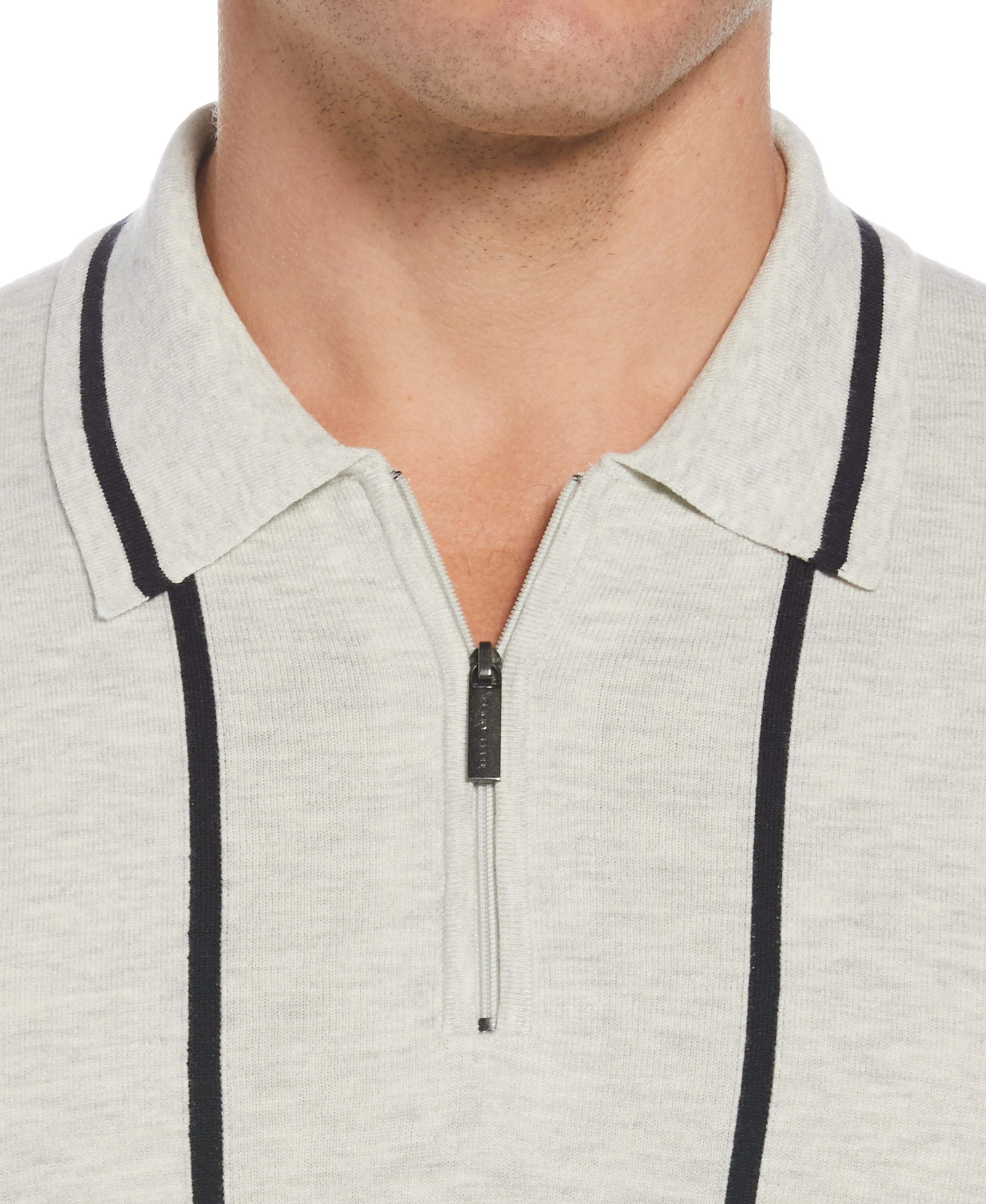 Tech Knit Vertical Stripe Zip Polo