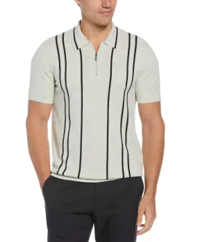 Tech Knit Vertical Stripe Zip Polo