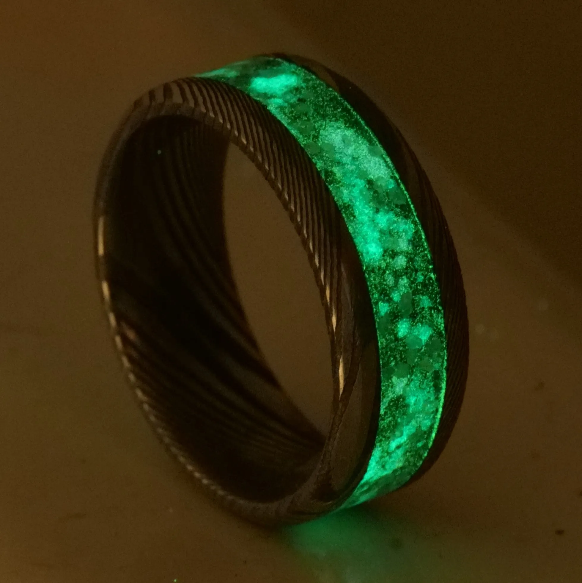 The Nebula Twist Damascus Glowstone Ring