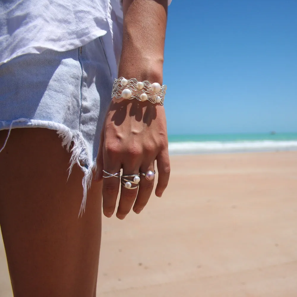 Tidal Pearl Sterling Silver Cuff