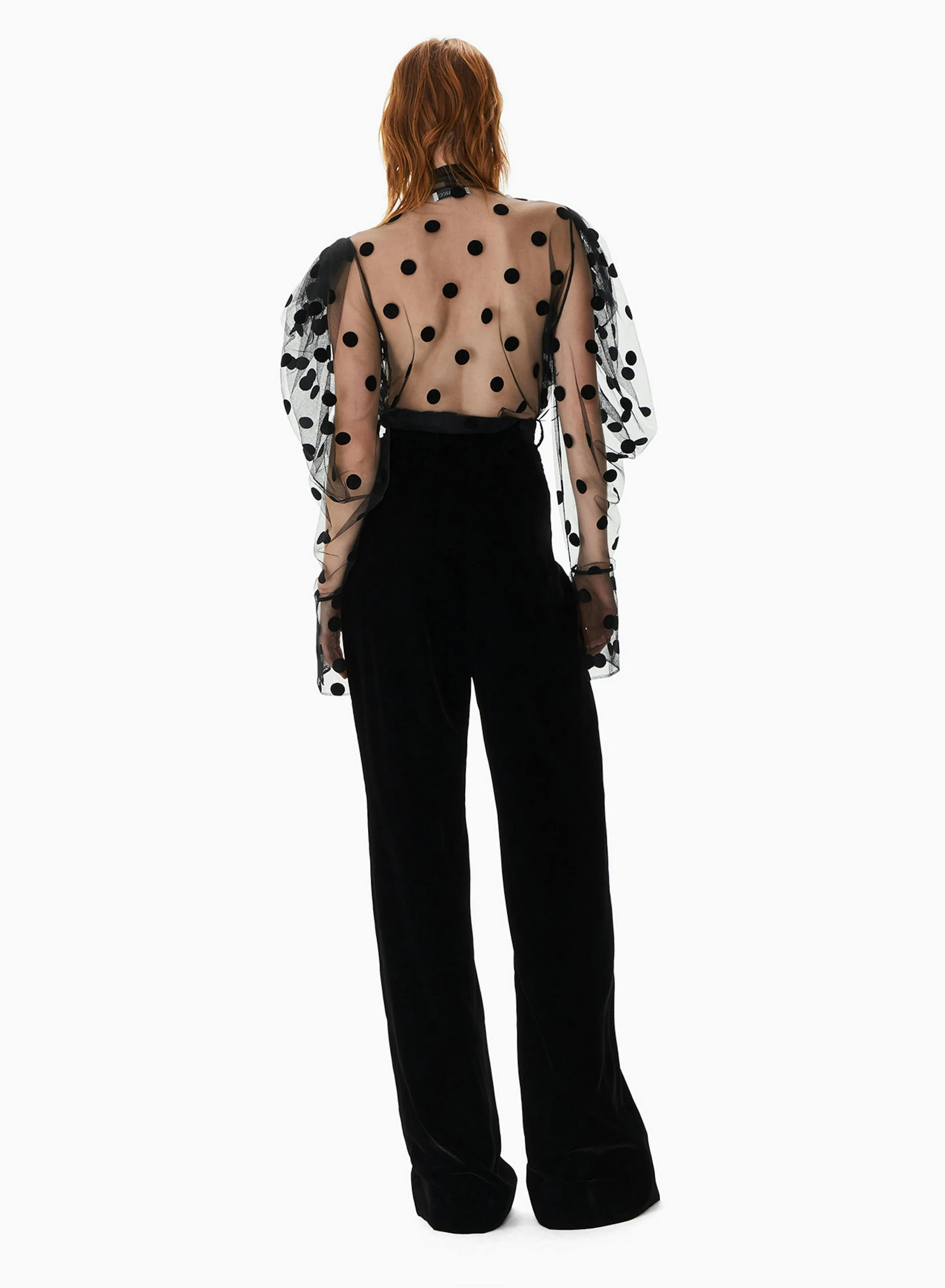 Tie-neck Polka-dot Tulle Shirt