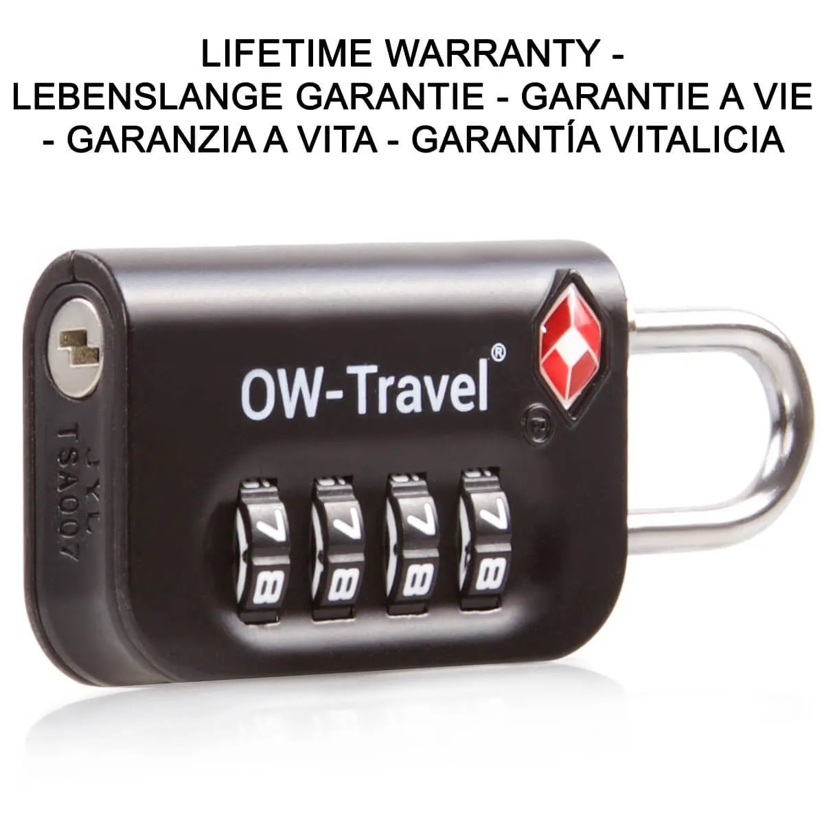 TSA luggage locks. Black 4-dial padlocks for suitcases lockers bags