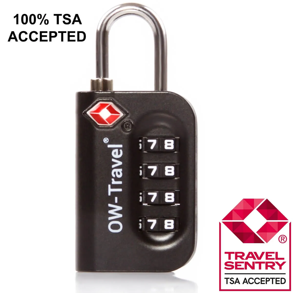 TSA luggage locks. Black 4-dial padlocks for suitcases lockers bags