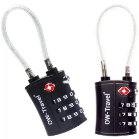 TSA luggage locks. Black cable padlocks for suitcases gym lockers bags