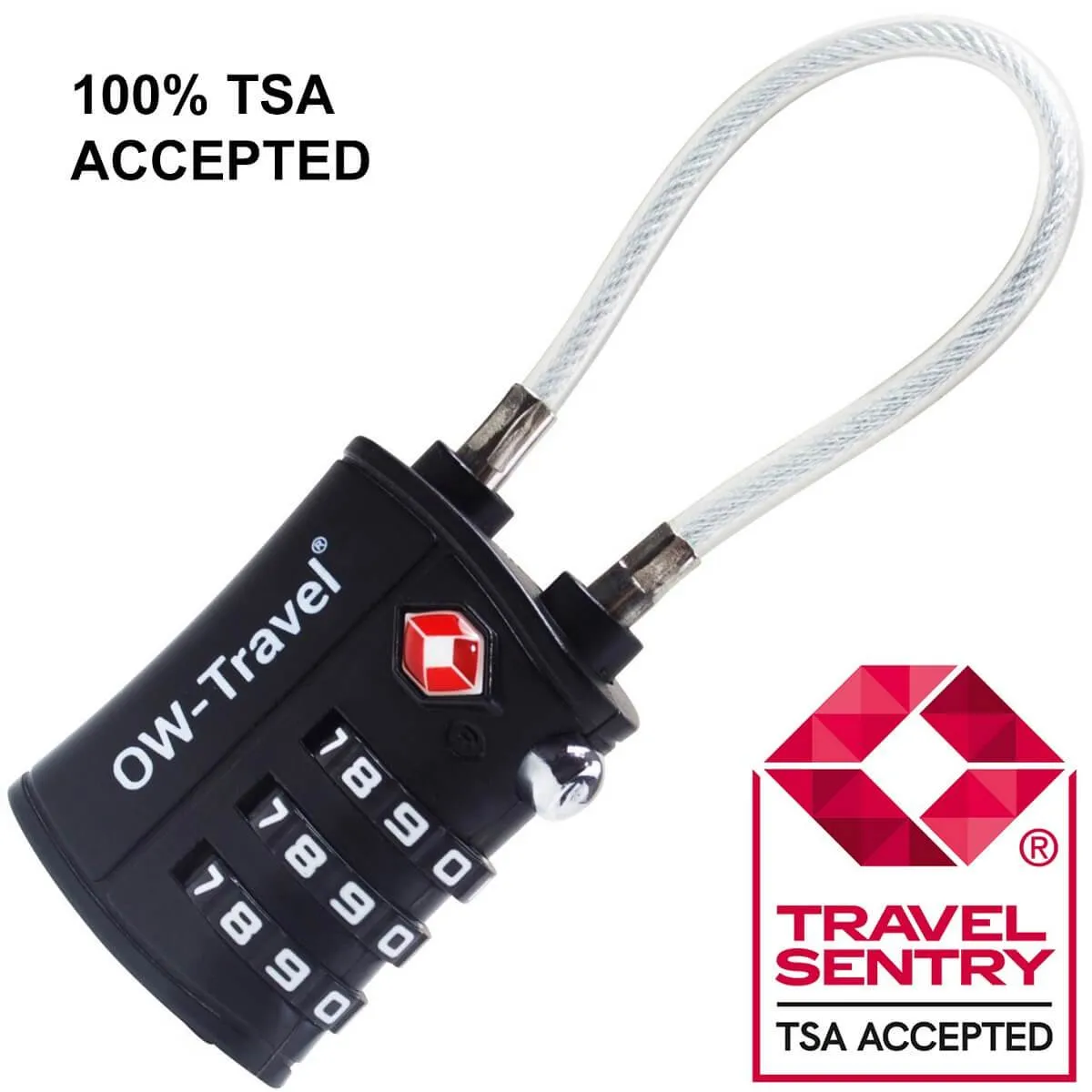 TSA luggage locks. Black cable padlocks for suitcases gym lockers bags