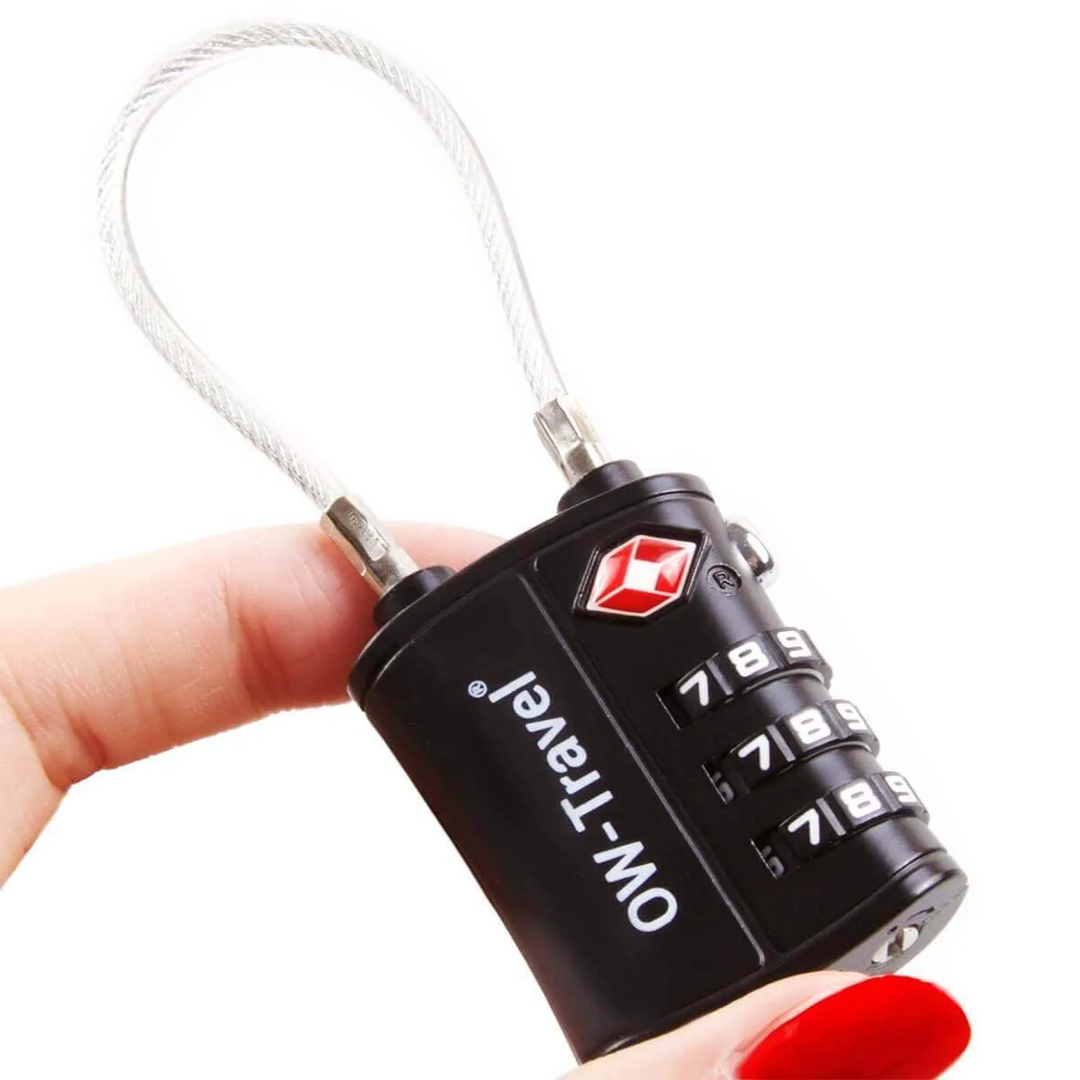 TSA luggage locks. Black cable padlocks for suitcases gym lockers bags