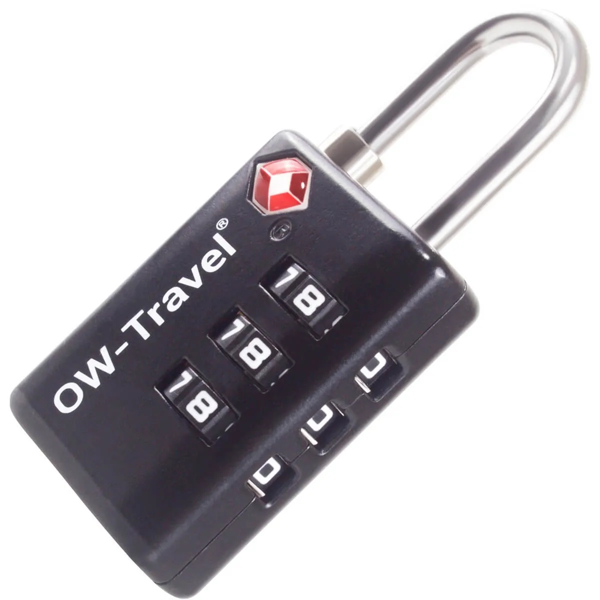 TSA luggage locks. Black suitcase bag padlocks with inspection alert