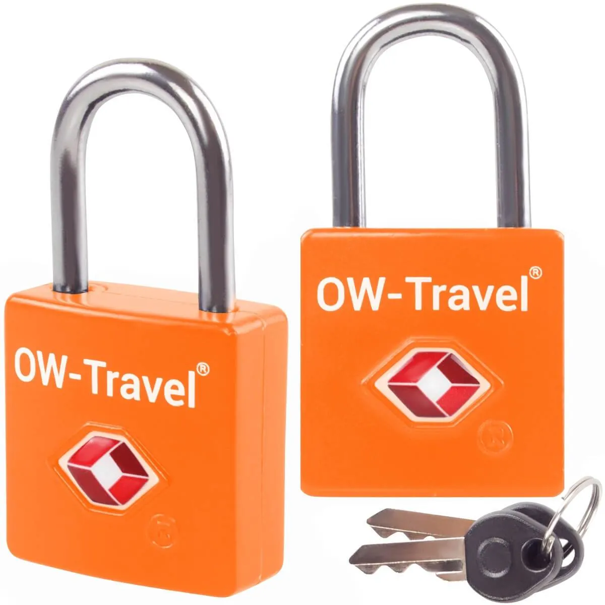 TSA luggage locks. Mini orange key padlocks for suitcases bags lockers