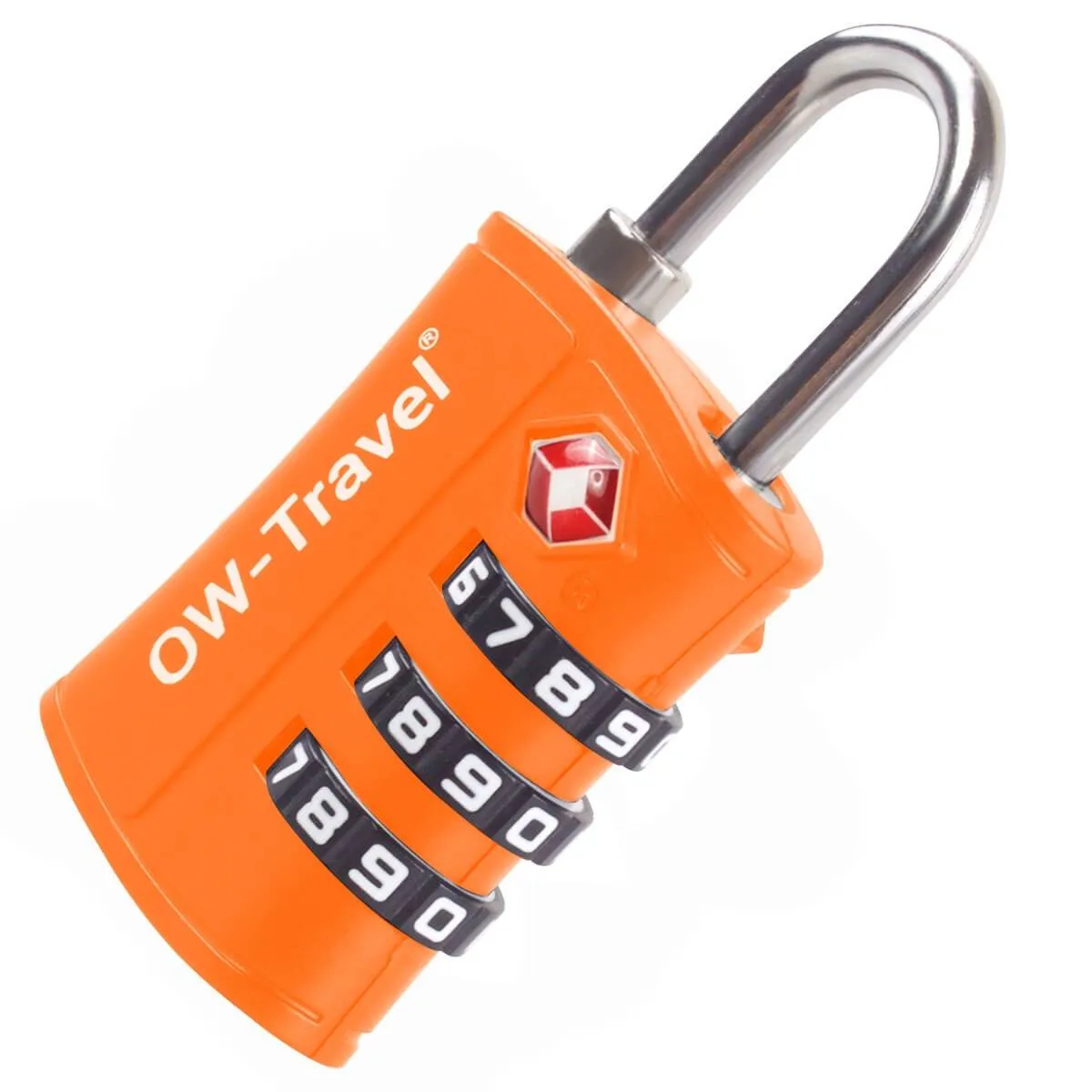 TSA luggage locks. Orange 3-dial padlocks for suitcases lockers bags