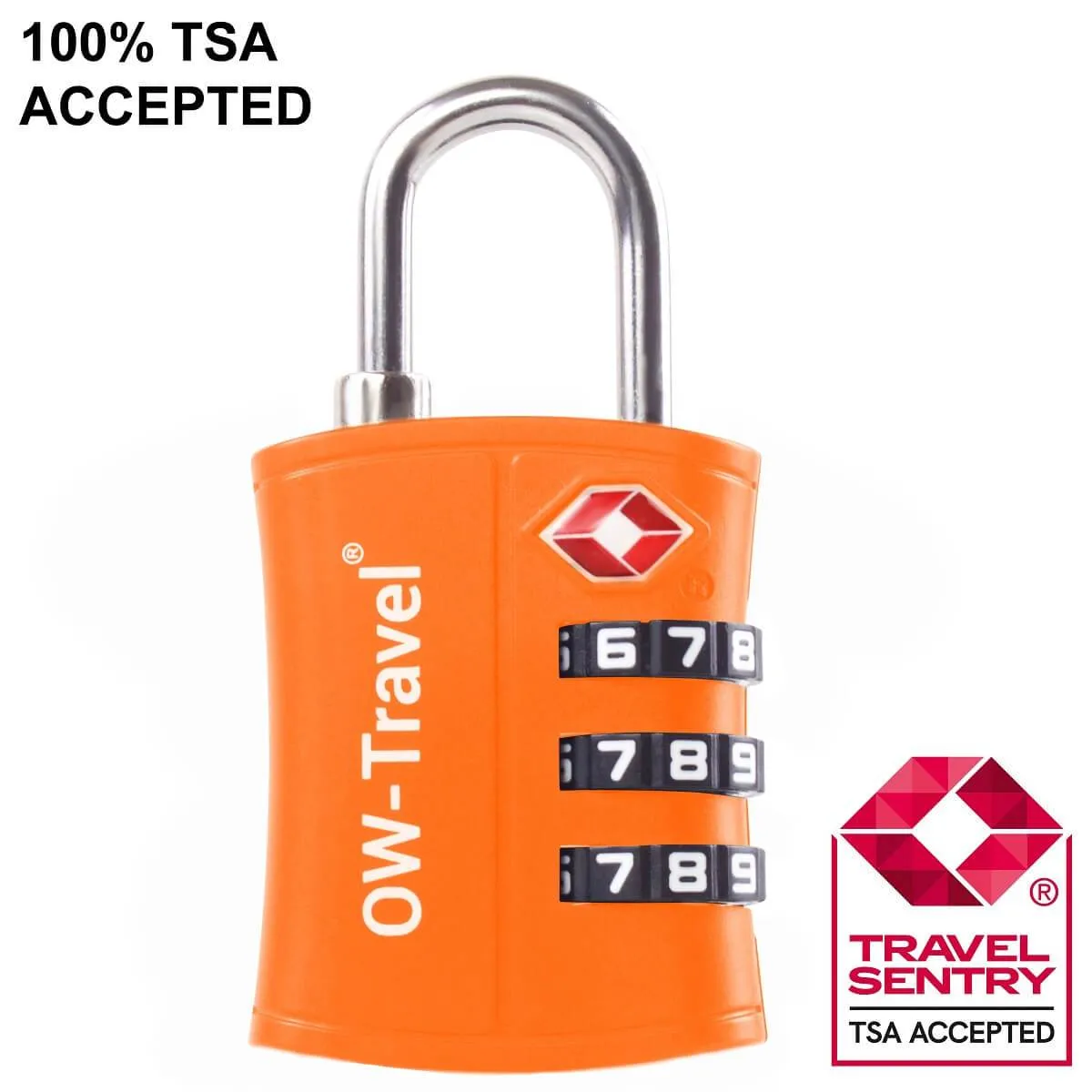 TSA luggage locks. Orange 3-dial padlocks for suitcases lockers bags