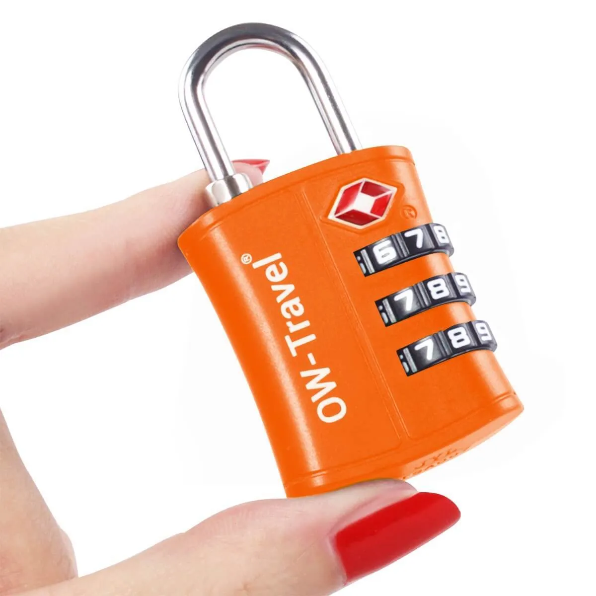 TSA luggage locks. Orange 3-dial padlocks for suitcases lockers bags