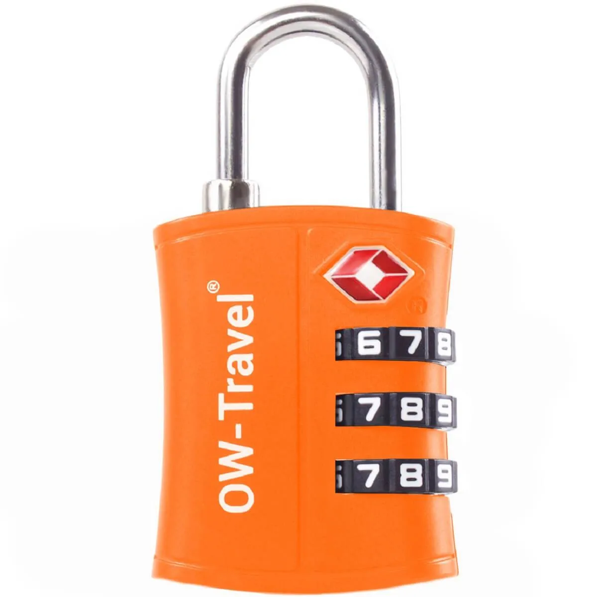 TSA luggage locks. Orange 3-dial padlocks for suitcases lockers bags