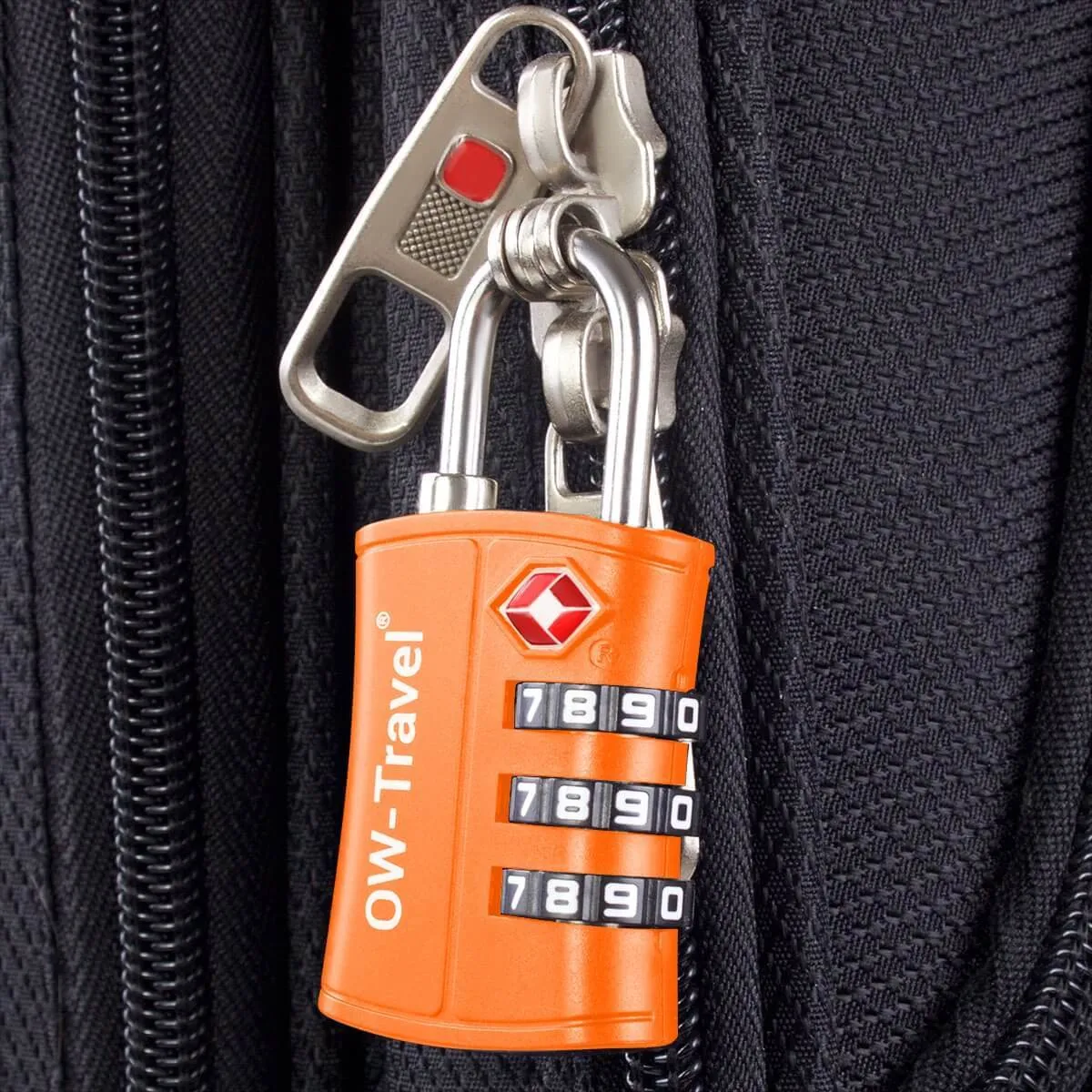 TSA luggage locks. Orange 3-dial padlocks for suitcases lockers bags