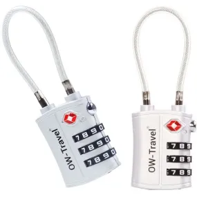 TSA luggage locks. Silver cable padlocks for suitcases lockers bags