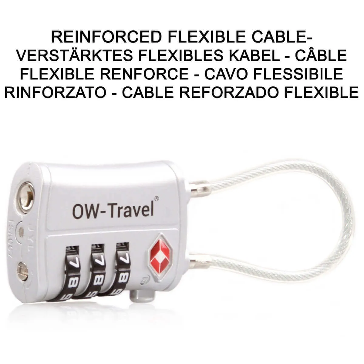 TSA luggage locks. Silver cable padlocks for suitcases lockers bags