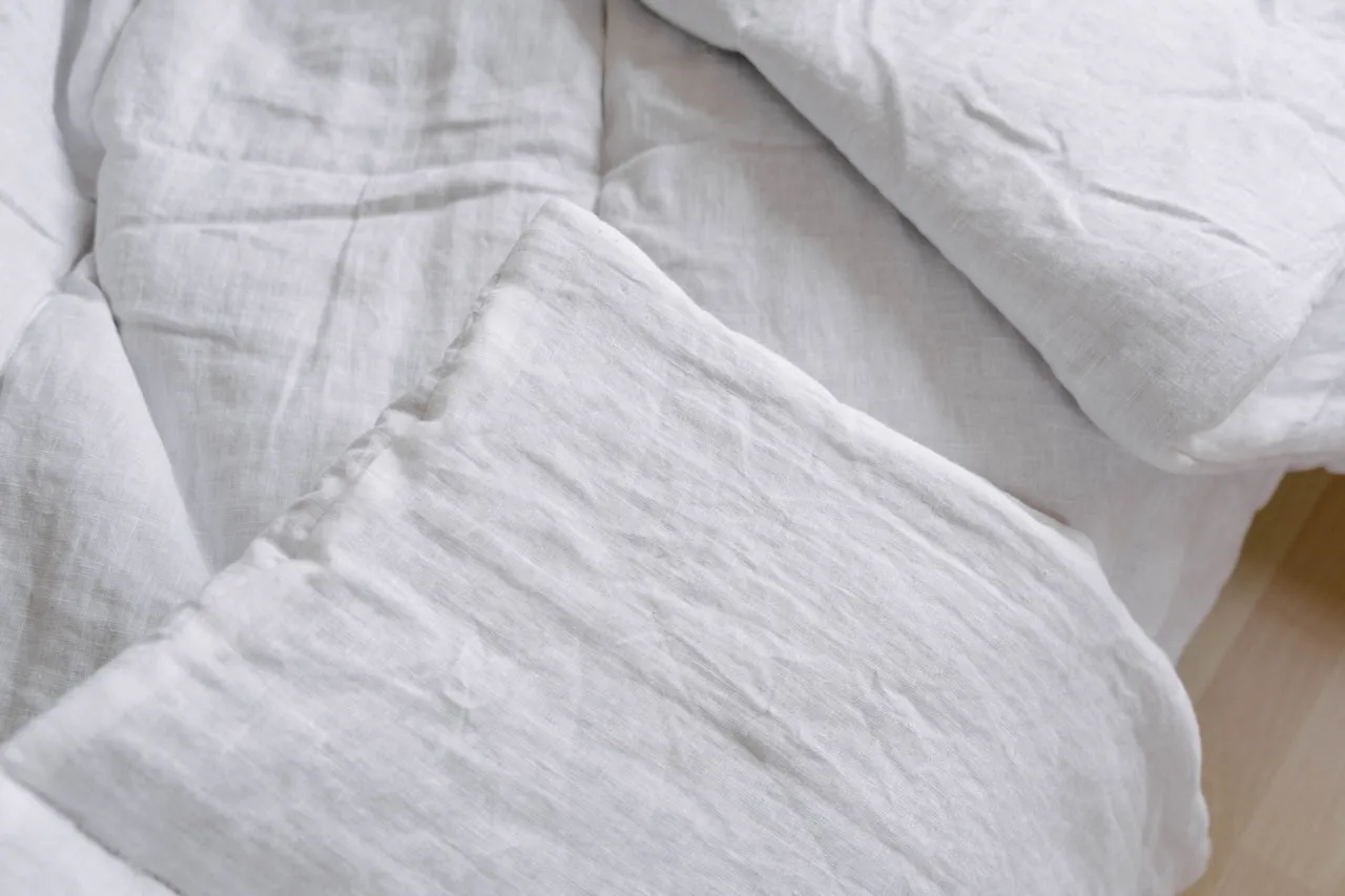 White Winter Organic HEMP   FLAX comforter  blanket duvet - natural linen fabric with filler organic Hemp fiber