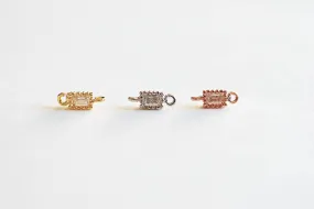 Wholesale Cubic Zirconia CZ Rectangle Connectors- 22k Gold plated 925 Sterling Silver, Rectangle spacer link charm, CZ Rectangle Bar Double Bail, Pave