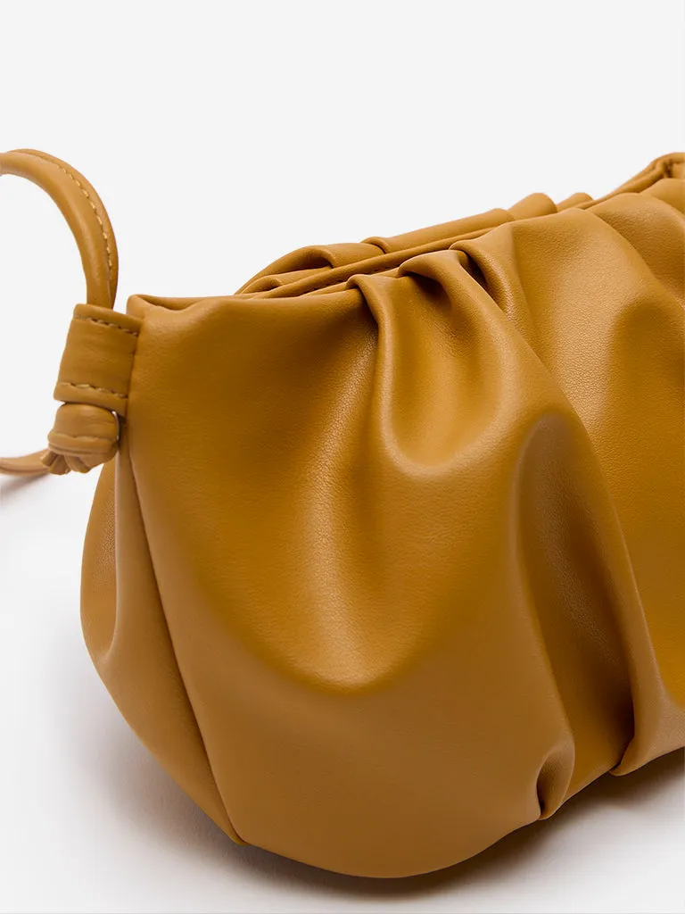 Women Accessories Yellow Pleated Sling Bag