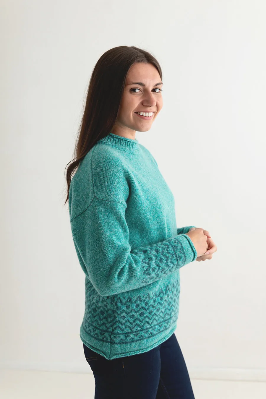 Womens Braemar Fair Isle Jumper - Aqua