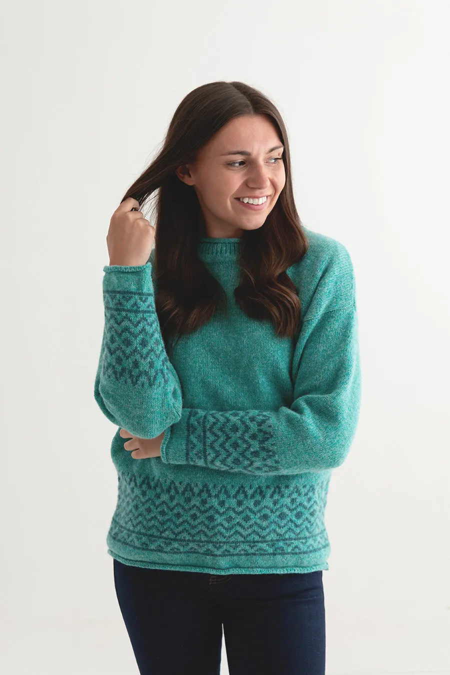 Womens Braemar Fair Isle Jumper - Aqua