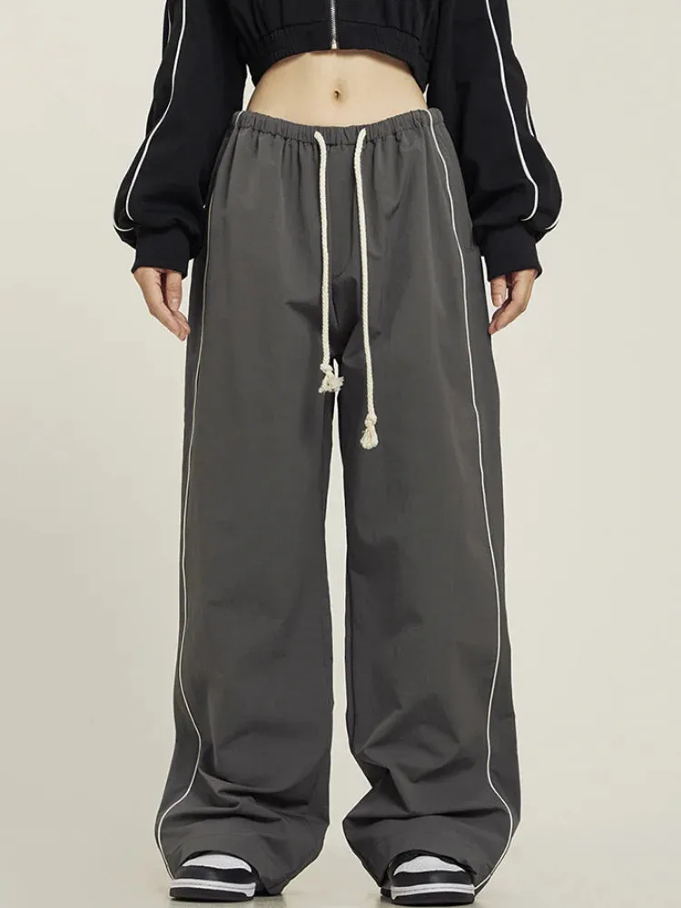 Y2K Vintage Striped Baggy Sweatpants Harajuku Techwear Cargo Wide Leg Pant