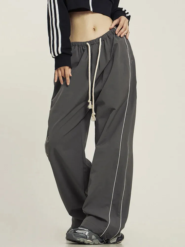 Y2K Vintage Striped Baggy Sweatpants Harajuku Techwear Cargo Wide Leg Pant